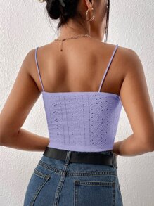 SHEIN Privé Twist Front Cut Out Schiffy Cami Top - Lilac Purple - View 3