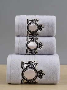 QIBHI 1 pieza Toalla de baño bordada o 1 pieza Toalla para decoración del baño en el hogar, de vuelta a la escuela para salón de belleza, hogar, baño, ducha, toallas para salón de belleza, hotel, deportes, artículos esenciales para el hogar, toalla, cuidado de la piel, toalla de baño - Gris - Ver 1