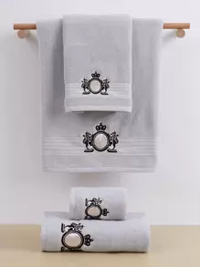 QIBHI 1 pieza Toalla de baño bordada o 1 pieza Toalla para decoración del baño en el hogar, de vuelta a la escuela para salón de belleza, hogar, baño, ducha, toallas para salón de belleza, hotel, deportes, artículos esenciales para el hogar, toalla, cuidado de la piel, toalla de baño - Gris - Ver 2