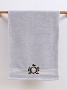 QIBHI 1 pieza Toalla de baño bordada o 1 pieza Toalla para decoración del baño en el hogar, de vuelta a la escuela para salón de belleza, hogar, baño, ducha, toallas para salón de belleza, hotel, deportes, artículos esenciales para el hogar, toalla, cuidado de la piel, toalla de baño - Gris - Ver 5