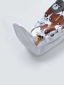 Baby Cartoon Graphic Footed Sleep Jumpsuit - White - View 3