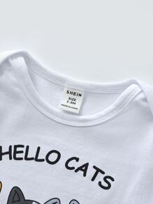 Baby Cartoon Graphic Footed Sleep Jumpsuit - White - View 5