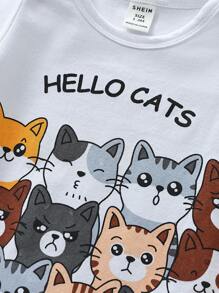 Baby Cartoon Graphic Footed Sleep Jumpsuit - White - View 6