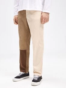 Manfinity Men Colour Block Slant Pocket Corduroy Trousers - Multicolor - View 4