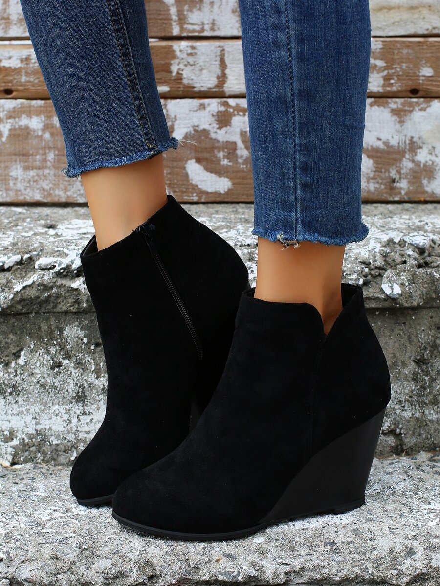 suede wedge heel boots