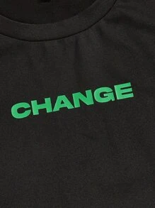 Manfinity VCAY 加大码男式口号图案圆领 T 恤