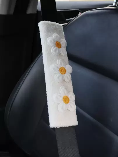1入組花朵裝飾汽車安全帶墊