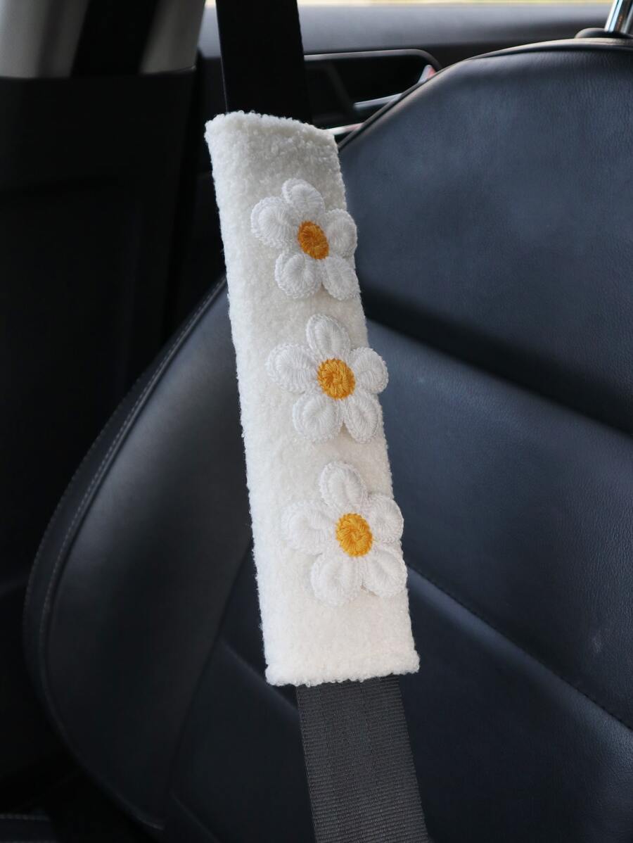 1入組花朵裝飾汽車安全帶墊