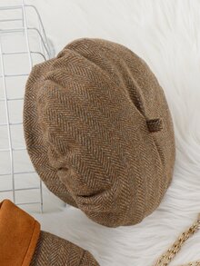 小女童拼接面繫腰帶連衣裙和帽 - 咖啡棕 - 查看 6