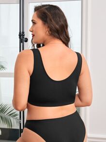 Plus Solid Seamless Bralet - Black - View 2