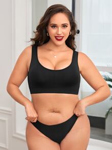 Plus Solid Seamless Bralet - Black - View 4
