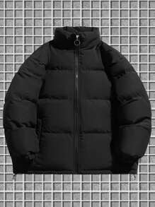 Manfinity Homme Men Plus Zip Up Padded Coat - Black - View 1