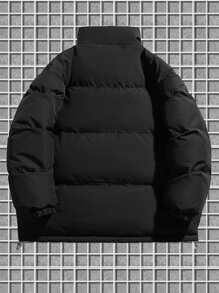 Manfinity Homme Men Plus Zip Up Padded Coat - Black - View 2