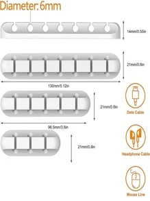 3 Kẹp Cáp, Dụng Cụ Tổ Chức Dây Quản Lý Cáp Tự Dính, Cho Máy Tính Để Bàn Cáp Sạc USB Đầu Giường Dây Nguồn Cáp Chuột Dây Máy Tính Văn Phòng Tại Nhà - trắng - Xem 3