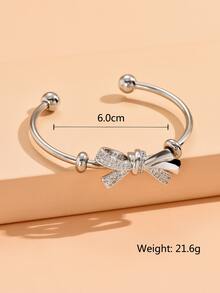 Rhinestone nơ trang trí vòng tay vòng đeo tay - Bạc - Xem 4