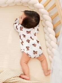 SHEIN 嬰兒嬰兒1入組小熊印花連身背心和1入組素色連身背心 - 彩色 - 查看 3