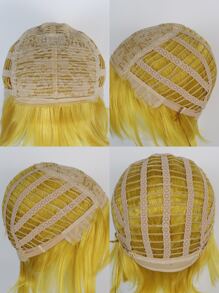 Tóc giả tổng hợp Cosplay thẳng ngắn với tóc mái - Màu vàng - Xem 8