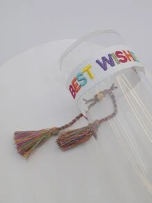 心和字母刺繡流蘇裝飾手環 - 彩色 - 查看 4