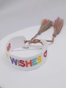 心和字母刺繡流蘇裝飾手環 - 彩色 - 查看 5