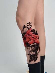 件大花臂身體臨時紋身貼紙帶葉子圖案 - 彩色 - 查看 5