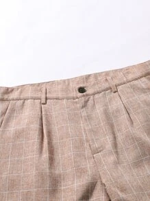 Manfinity Mode Men Grid Single Breasted Blazer & Suit Pants - Khaki - View 3