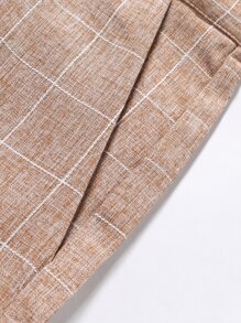 Manfinity Mode Men Grid Single Breasted Blazer & Suit Pants - Khaki - View 5