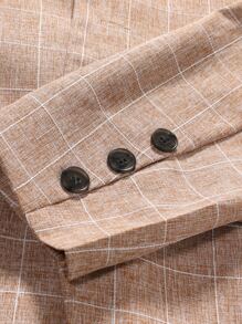 Manfinity Mode Men Grid Single Breasted Blazer & Suit Pants - Khaki - View 6