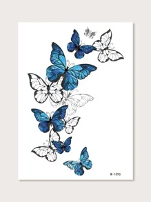 Beauty Sticker 纹身贴纸，1 张蝴蝶图案女性临时纹身，成人纹身贴纸，逼真的蝴蝶纹身，适合女性和女孩 - 彩色 - 查看 1