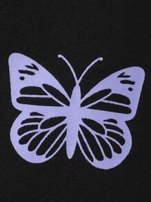 嬰兒女生兩色調蝴蝶印花連帽衫和運動長褲 - 彩色 - 查看 6