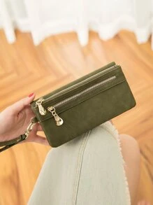 Vintage Design Long Wallet - Army Green - View 4