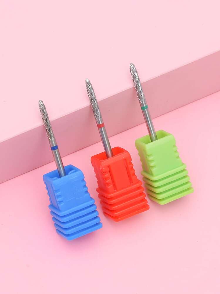 שלוש רקטות ציפורניים טונגסטן קרביד מקדח לציפורן חשמלית - ריבוי צבעים - ראה 3