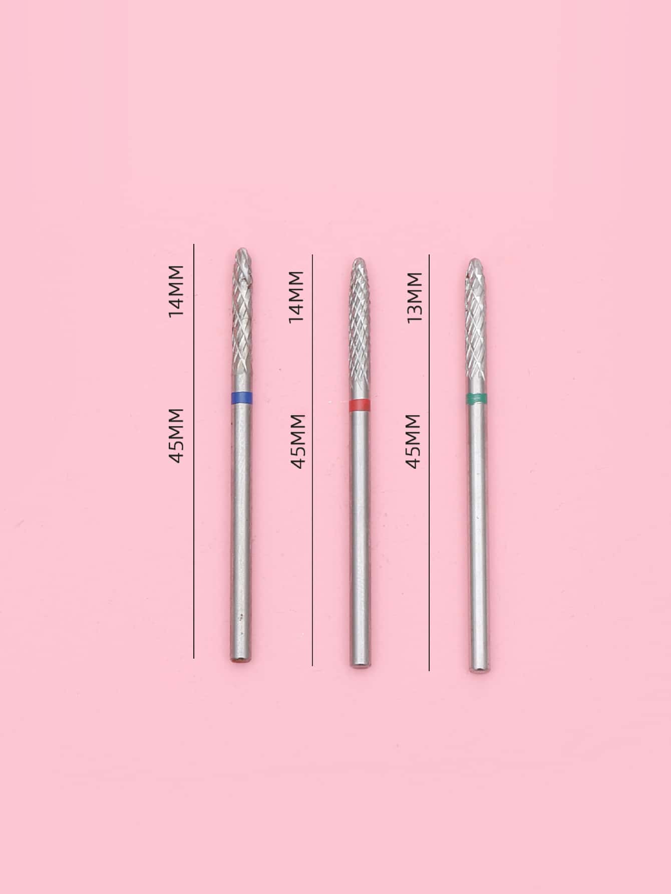 שלוש רקטות ציפורניים טונגסטן קרביד מקדח לציפורן חשמלית - ריבוי צבעים - ראה 4