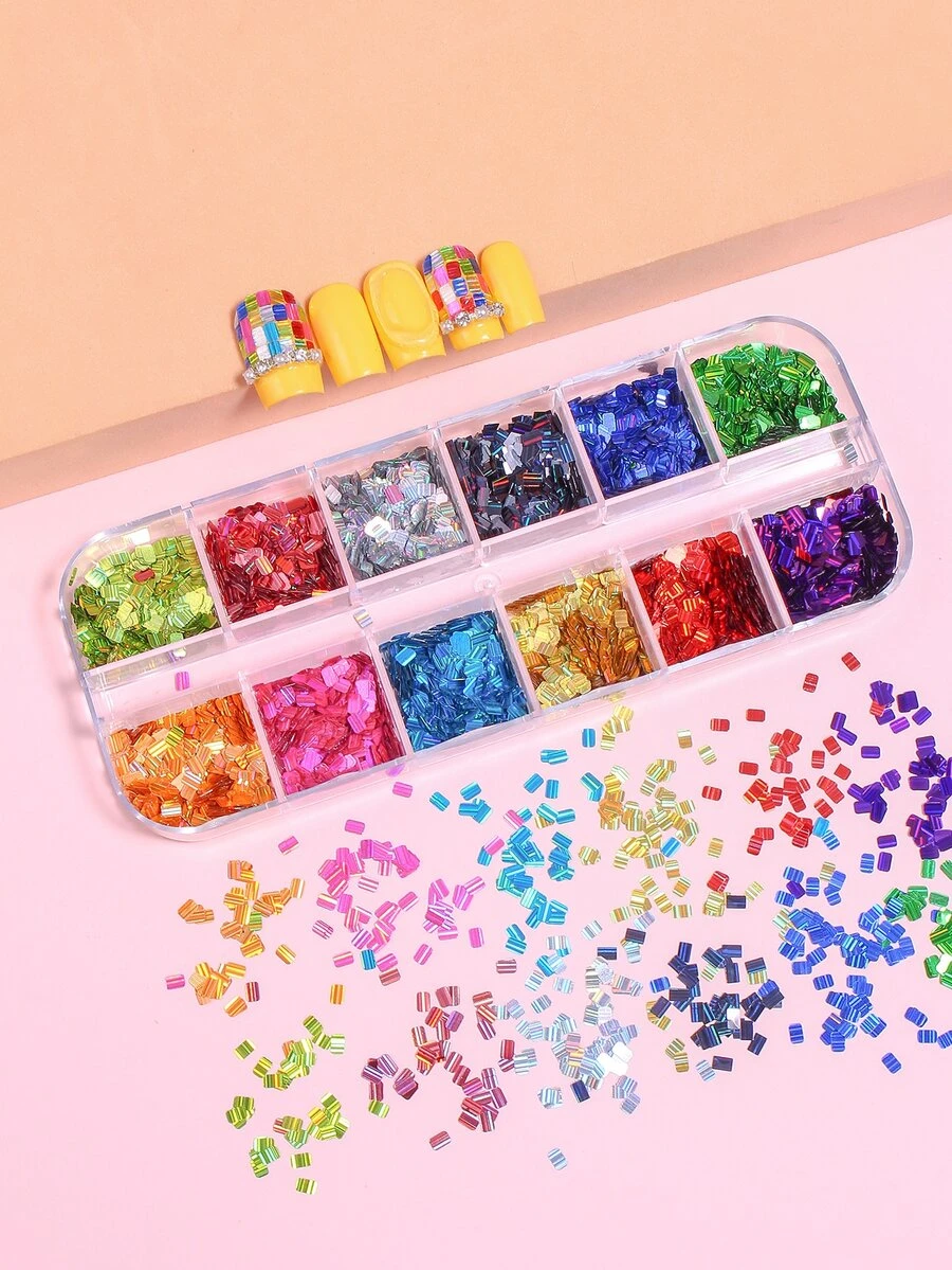 1box Laser Nail Art Sequin - Multicolor - View 1