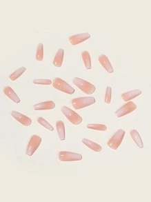 使用24入組長棺材粉色漸變光澤假指甲和1入組指甲銼和1張膠帶升級您造型 - 彩色 - 查看 3