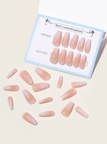 使用24入組長棺材粉色漸變光澤假指甲和1入組指甲銼和1張膠帶升級您造型 - 彩色 - 查看 6