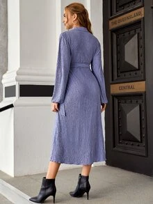 SHEIN Maternity Wrap Knot Side Dress - Lilac Purple - View 5