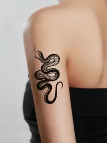 2 מדבקות קעקוע נחש - שחור - ראה 1