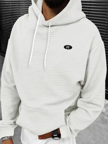 Manfinity Homme Men Letter Patched Drop Shoulder Hoodie - White - View 1