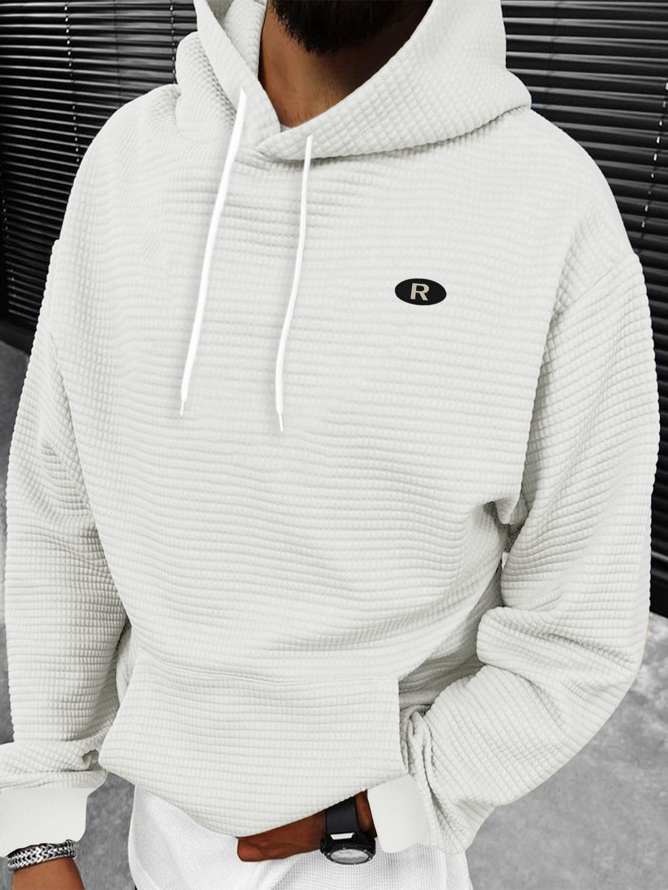 Manfinity Homme Men Letter Patched Drop Shoulder Hoodie - White - View 1