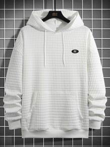 Manfinity Homme Men Letter Patched Drop Shoulder Hoodie - White - View 7