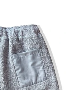 Manfinity Hypemode 男士腰部抽繩絨毛衛褲 - 灰色 - 查看 4