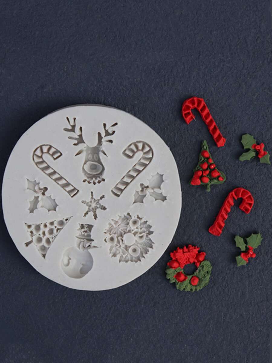 1pc Christmas Candy Cane Design DIY Silicone Mold - Grey - View 1
