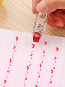 1 件红色心形可调节装饰胶带，创意办公和学校用品，日记装饰 - 彩色 - 查看 1
