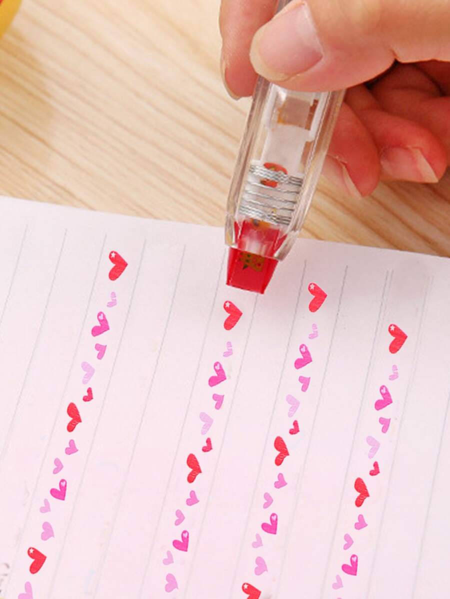 1 件红色心形可调节装饰胶带，创意办公和学校用品，日记装饰 - 彩色 - 查看 1