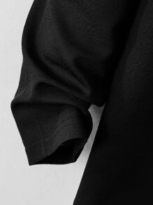 Manfinity Homme Loose Fit Men's Letter Graphic Notched Neck T-Shirt - Black - View 5