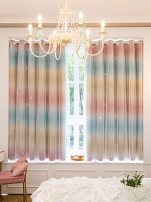 Star Pattern Ombre Single Panel Curtain - Multicolor - View 1