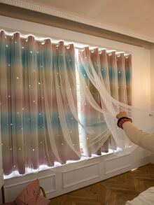 Star Pattern Ombre Single Panel Curtain - Multicolor - View 6