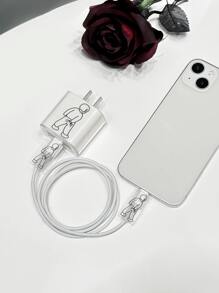 3入組人像圖案數據線保護頭和充電頭套 - 彩色 - 查看 2