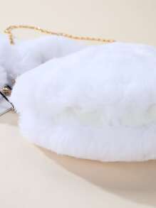 毛絨、柔軟、毛絨心形裝飾蓬鬆新奇包適合女孩、女士、大學生、菜鳥和白領上班、辦公室、通勤、秋冬、暖冬、戶外 - 白色 - 查看 4