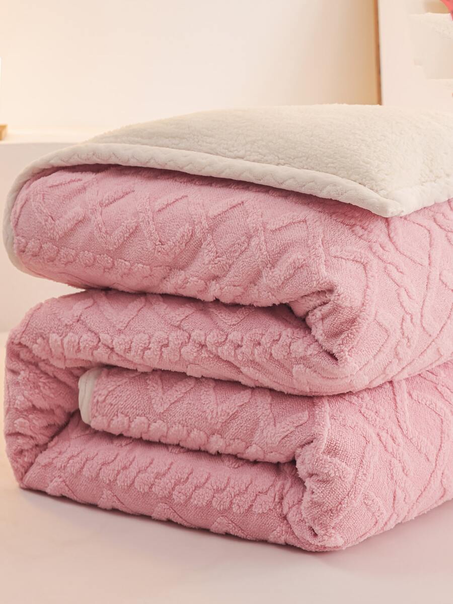 Geometric Jacquard Blanket - Pink - View 1